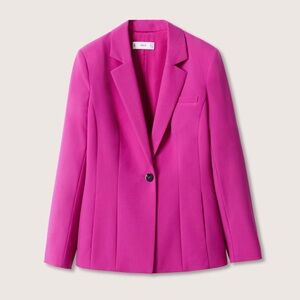 MANGO Fitted suit blazer in hot pink